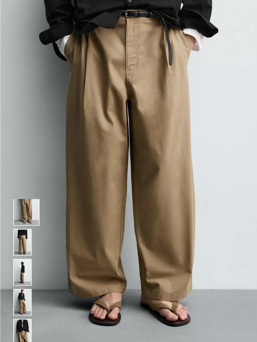 Pleated wide leg trousers (size 31) khaki